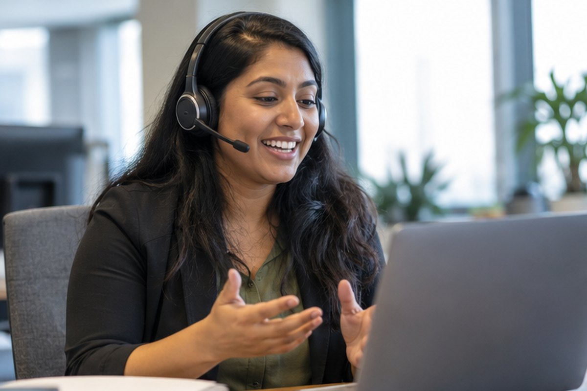 Business energy customer-service adviser helping a company owner, relevant to uk business energy suppliers
